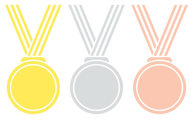 Poster - 3 Medals Golden/Silver/Bronze Striped Ribbon Graphic