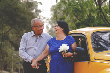 Mature couple having fun in the park