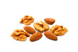 Almond and walnut isolated on white background