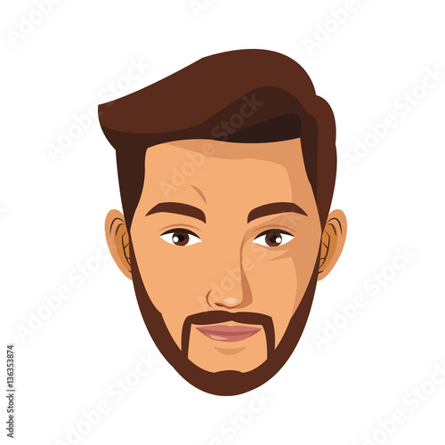 man with beard icon over white background. colorful design. vector