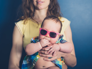 Wall Mural - Mother with a cool baby