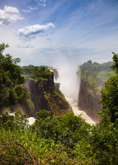  The drop of water on the Victoria Falls on the African river Zam