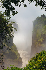  The drop of water on the Victoria Falls on the African river Zam