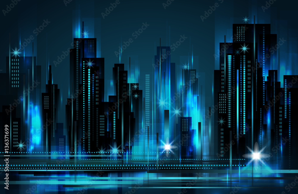 Night city skyline , vector illustration Stock Vector | Adobe Stock