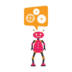 Canvas Print - electronic robot with speech bubble card icon vector illustration design