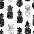 Balck and White Pineapples Vector Repeat Geometric Seamless Pattrern. great for fabric, packaging, wallpaper, invitations.