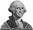 George Washington portrait on one USA dollar bill macro isolated, 1 usd, United States of America money closeup