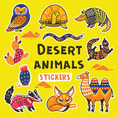 Wall Mural - Sticker set with desert animals