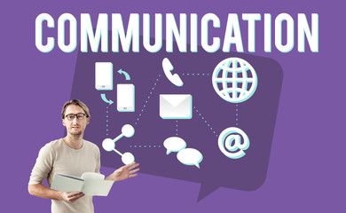 Wall Mural - communication globe speech message mail concept