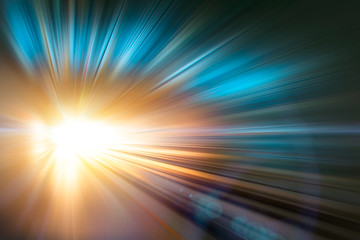 Wall Mural - high speed business and technology concept, acceleration super fast speedy motion blur of light ray 