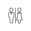 Man and Woman toilet line icon, outline vector sign, linear pictogram isolated on white. WC, Water closet symbol, logo illustration