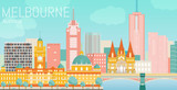 Fototapeta  - Melbourne city flat vector illustration.
