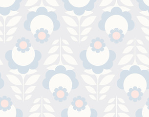 Poster - seamless retro pattern with flowers