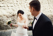 © myronovychoksana - Happy walk of the newlyweds in their wedding day