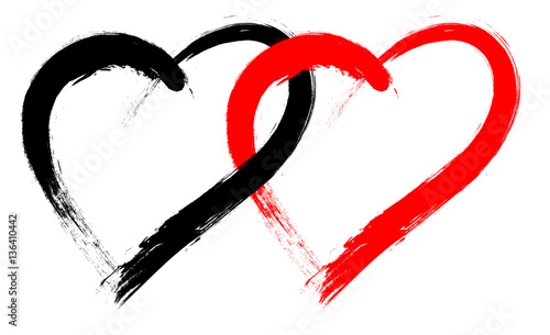 Vector double heart shape with brush painting isolated on white background Stock-Vektorgrafik