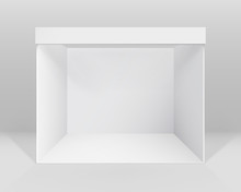 Vector White Blank Indoor Trade Exhibition Booth Standard Stand For Presentation Isolated With Background