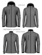 Set of womens and mens softshell jackets