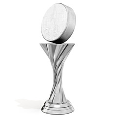 Wall Mural - silver trophy with hockey puck