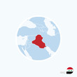 Map icon of Iraq. Blue map of Middle East with highlighted Iraq.