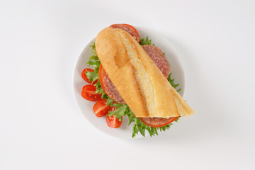 Canvas Print - fresh sandwich with salami