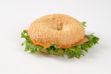 Sticker - bagel sandwich with salmon