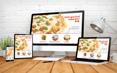 Wall Mural - modern order online website screen multidevices