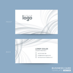 Poster - clean business card design with grey waves background