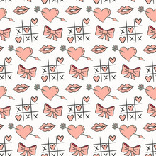 Seamless Pattern With Valentine's Icons On The White Background