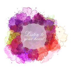 Poster - Listen to your heart - Vector bright watercolor template  