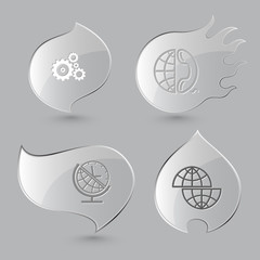 Canvas Print - 4 images: gears, globe and phone, globe and clock, shift globe.