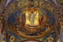 Mosaic On The Wall Of The Church Of The Savior On Blood.