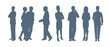 © suriwgelena - Figures of people. Business characters. Working people, meeting, teamwork. Abstraction. Set of people silhouettes. Full length of silhouette people standing against white background. Vector image.