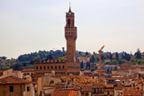 Fototapeta Miasto - Palazzo Vecchio Arnolfo Tower Florence Rooftops Italy