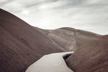 Boardwalk By Painted Hills Against Clear Sky