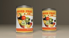 Mixed Fruit Metallic Cans. 3d Illustration