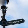PRIVATE EQUITY directional sign on guidepost