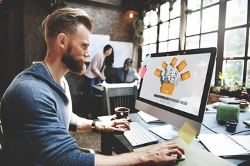 Wall Mural - cloud networking computing back up concept