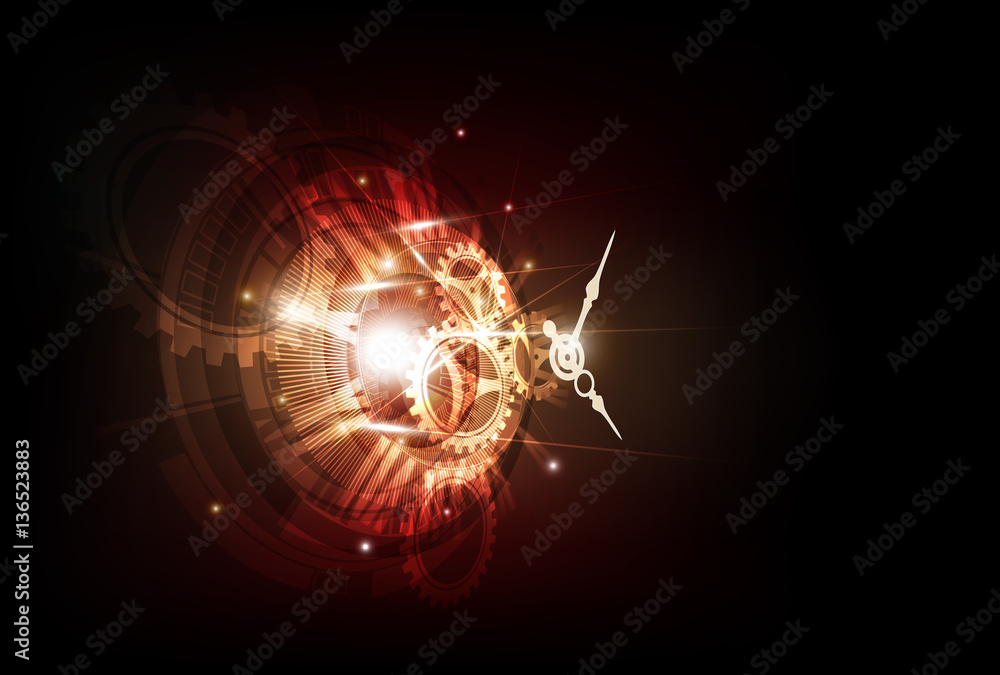 Abstract Futuristic Technology Background with Clock concept and Time ...