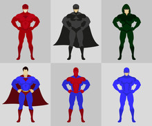 Superhero Costumes Flat Vector Illustration