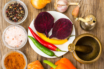 Canvas Print - Vegetables and spices for cooking