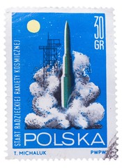 Wall Mural - RUSSIA - CIRCA JANUARY, 2016: a post stamp printed in POLAND sho