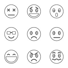 Canvas Print - Emoticons for chatting icons set, outline style