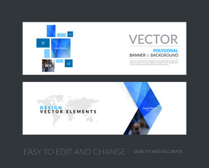 Wall Mural - Vector set of modern horizontal website banners with yellow squa