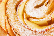 Closeup Image Of Fresh Twisted Bakery With Sweet Sugar Powder.