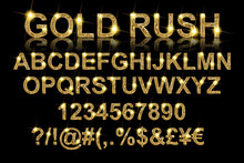 Gold Rush. Gold Alphabetic Fonts