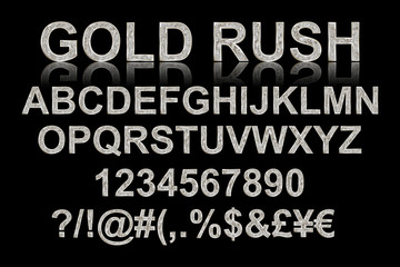 Poster - Gold rush. Silver alphabetic fonts