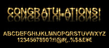 Congratulations. Gold Alphabetic Fonts And Numbers. Vector Illustration