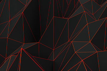 Wall Mural - Dark low poly displaced surface with glowing connecting lines