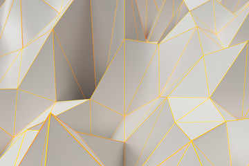 Wall Mural - Bright low poly displaced surface with glowing connecting lines