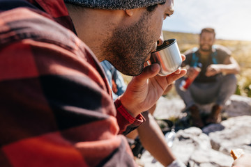 Wall Mural - people on relaxing during countryside hiking
